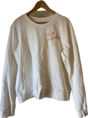 Lucky Brand Cream Sweatshirt with Neon Speckle